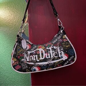 Von Dutch Black and Multi-Color Shoulder Bag